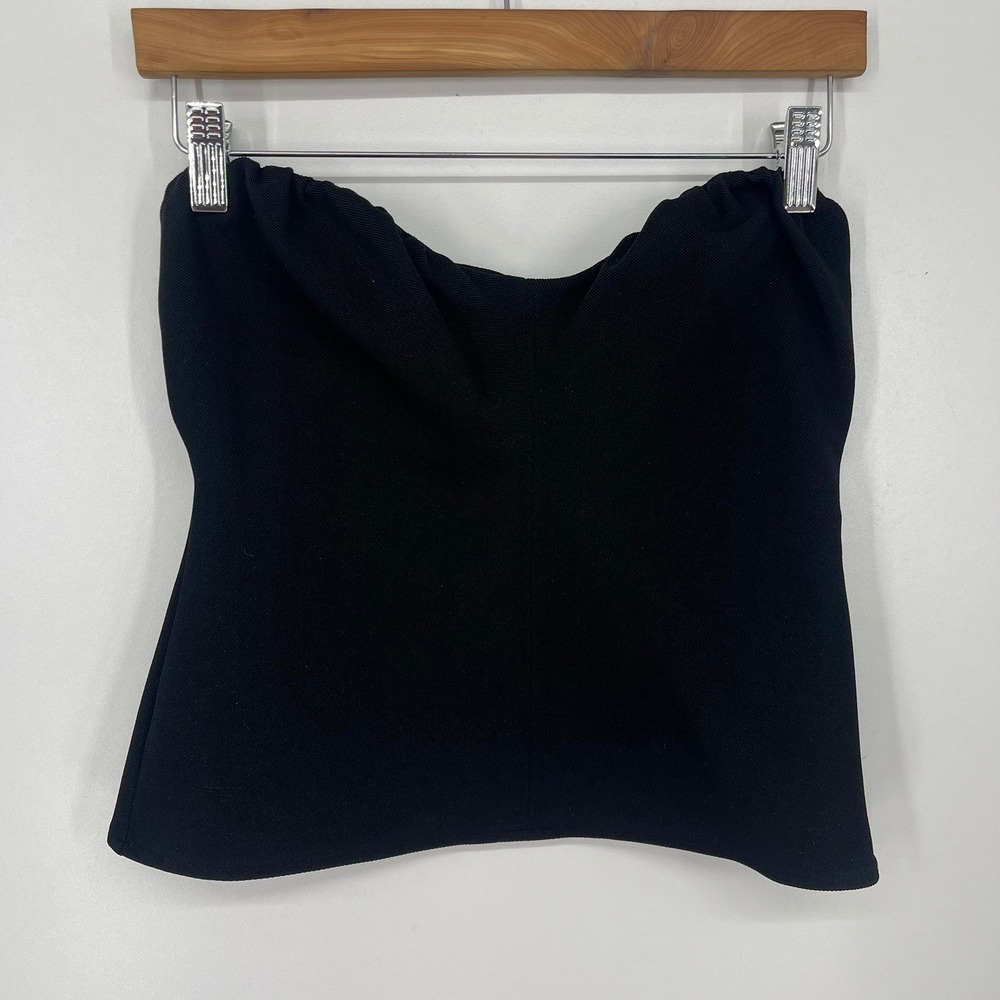 Zara Womens Black Strapless Tube Top Side Zip Size Medium M Solid